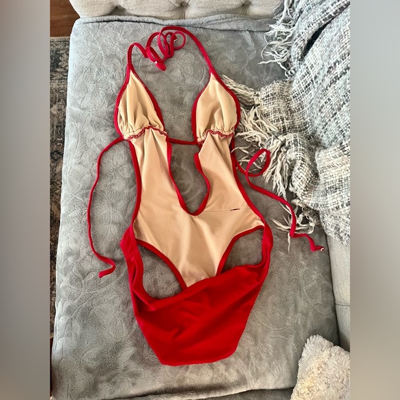 Red one piece swimsuit - Picture 2 of 3